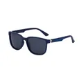 Polarized square sunglasses featuring matte navy blue frame and dark grey protective lenses - Matte Blue Frame Gray Lens