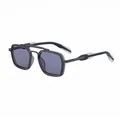 Men's vintage square metal sunglasses with gunmetal frame and light blue lenses - C2 Matte Gunmetal Light Gray Coating