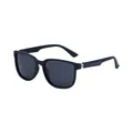 Gafas de sol polarizadas cuadradas negro mate con patillas texturizadas y detalles plata - Montura Negra Mate Lentes Grises