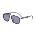 Lunettes de soleil rétro carrées à double pont pour hommes avec monture grise chic - Monture Gris Fusil Mat Verre Gris (C2)