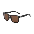 Square polarized sunglasses in matte black frame with brown lenses and silver metal detail - Matte Tea Frame Tea Lens