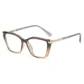 Modische Cat-Eye Optikbrille für Damen mit grauem Farbverlauf und Diamant-Akzenten - Mehrfarbiger Verlauf / Grauverlauf