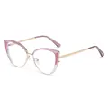 Modern cat eye glasses frame in gold metal with pink accents for women optical wear - Multicolor Gradient / Purple Pink