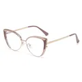Champagne gold and tea pink cat-eye optical frames with adjustable nose pads - C4 / Coffee
