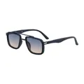 Lunettes de soleil carrées à double pont pour hommes avec monture noire et verres dégradés - Monture Noir Mat Verre Dégradé (C5)
