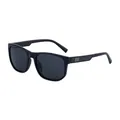 Lunettes de soleil polarisées noires carrées pour hommes avec détails en métal - Monture Noir Brillant Verres Gris