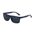 Men's square polarized sunglasses with navy blue matte frame and dark grey lenses - Matte Blue Frame Grey Lens