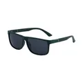 Polarized square frame sunglasses in matte black with metallic arrow detail for men - Matte Green Frame Grey Lens
