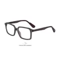 Square photochromic sunglasses with transparent grey and brown frame with metal rivets - Light Tea To Tea