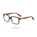 Square polarized sunglasses in black frame with tortoiseshell temples and discolor effect - Black & Tortoise to Green