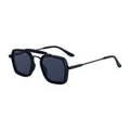 Matte black square frame sunglasses with double bridge design and dark grey lenses - Matte Black Frame Dark Gray Lens