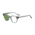 Lunettes de soleil ovales tendance avec monture gris-vert et branches en métal - Monture Verte Transparente (Devient Vert)