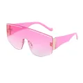 Gafas de sol de pantalla rosa de gran tamaño con lentes degradadas y detalles dorados - Rosa