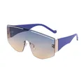 Gafas de sol de pantalla con lentes degradadas azul-naranja y línea decorativa blanca - C7 Azul Amarillo