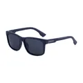Polarized square sunglasses for men in matte navy blue with silver hinge details - Matte Blue Frame Gray Lens (C3)