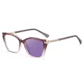Fashion cat-eye sunglasses for women with purple gradient frames and gold metal accents - C3 Gray Purple Pink Turns Purple