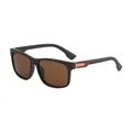 Lunettes de soleil polarisées carrées noires mates pour hommes, détails or rose - Monture Marron Mat Verres Marrons (C5)