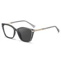 Cat eye photochromic sunglasses with transparent gray frame and gold metal accents - C5 Transparent Gray Turns Gray