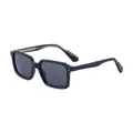 Fashionable black square sunglasses with grey lenses and metal rivet details - C1 Glossy Black Full Grey