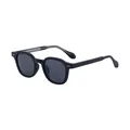 Classic matte black square frame sunglasses with dark grey UV protective lenses - Sand Black All Gray