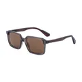 Men's square translucent grey sunglasses with brown lenses and premium pin hinges - Transparent Tea Frame Tea Lens