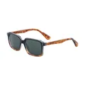 Square fashion sunglasses with tortoise shell and black frame and green lenses - Black Tortoise Gradient Green Lens