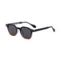 Square sunglasses with black to tortoise gradient frames and dark grey lenses - Black Brown Tortoise Frame Dark Coffee Lens (C4)