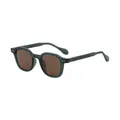 Men's retro square sunglasses with translucent dark green frames and brown lenses - Transparent Green Frame Tea Lens
