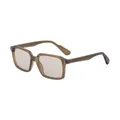 Square frame sunglasses in translucent light brown with metal reinforced temples for men - Matte Tea Frame Light Tea Lens