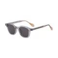 Square translucent grey sunglasses with grey lenses and visible metal wire in temple - Transparent Light Brown Frame Dark Coffee Lens (C7)