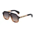 Gepolariseerde aviator zonnebril met kleurverloop en gouden vleugel details - Zwart Bruin Tortoise Frame Grijs Thee Lenzen (C7)