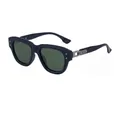 Fashion cat-eye polarized sunglasses for men with black frame and dark green lenses - Bright Black G15