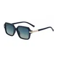 Square fashion sunglasses for men with black frames and gradient blue lenses - C3 Bright Black Matte Gold Green Yellow