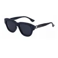 Classic black cat-eye sunglasses for men featuring silver rivet accents and dark lenses - Bright Black / Gray