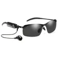 Smart Bluetooth stereo sunglasses with vintage polarized lenses and integrated earphones - Black