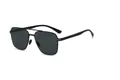 Classic black polarized aviator sunglasses with stainless steel temples and black C1 frame - C1 Black / Black