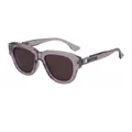 Men's cat-eye polarized sunglasses featuring transparent purple frames and brown lenses - Transparent Purple Pink