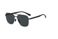 Square polarized sunglasses with gunmetal steel frame and black tinted lenses - C2 Grey / Gray