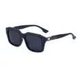 Square matte black polarized sunglasses with thick frames and metal hollowed temples - C1 Glossy Black Full Grey