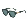 Polarized cat-eye sunglasses with dark green translucent frame and gold metal accents - Transparent Green