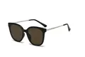 Modische polarisierte Cat-Eye-Sonnenbrille mit schwarzem Rahmen und silbernen Metallbügeln - Braun