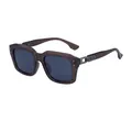 Square polarized sunglasses with translucent brown frames and dark grey lenses - C4 Transparent Brown