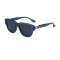 Fashion cat-eye polarized sunglasses featuring dark teal translucent frames and grey lenses - Transparent Blue