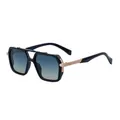 Square aviator sunglasses for men with gold double bridge and gradient lenses - C3 Bright Black Matte Gold Green Yellow