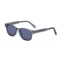 Square frame sunglasses in translucent grey frosted finish with dark blue tinted lenses - Matte Transparent Gray Blue Mirror (C8)