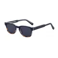 Square sunglasses with black and tortoiseshell frames and dark tinted lenses - Black Tortoise Gray (C5)