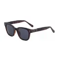 Chic tortoise shell square sunglasses with dark grey lenses and silver metal rivets - Transparent Tea Full Gray