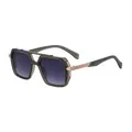 Men's square sunglasses with olive green frame, purple gradient lenses and metal hinges - C4 Sand Gray Green Matte Gold Double Gray