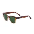 Fashion square sunglasses with tortoise frame and dark green lenses in profile view - Striped G15 Green