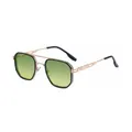 Lunettes de soleil carrées polarisées avec monture dorée et verres dégradés vert jaune - Polarisé Noir Brillant Cadre Doré Verre Vert Jaune